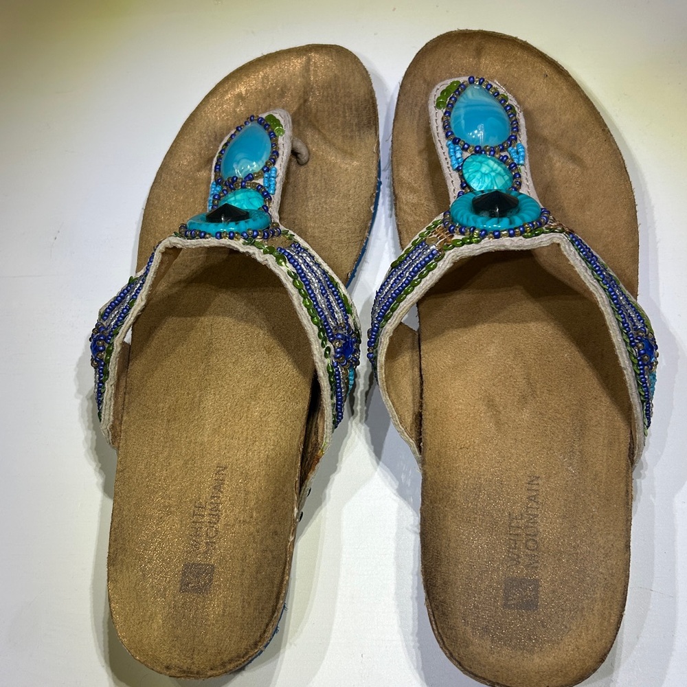 White Mountain Embellished Wedge Sandals |Size 9M - Picture 10 of 12